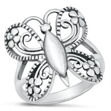 Load image into Gallery viewer, Sterling Silver Oxidized 21.5mm Butterfly Ring
