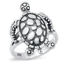 Load image into Gallery viewer, Sterling Silver Oxidized Turtle Ring