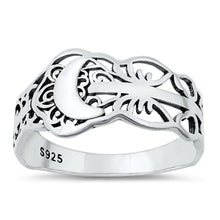 Load image into Gallery viewer, Sterling Silver Oxidized Moon Ring