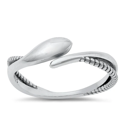 Sterling Silver Oxidized 6.7mm Snake Ring