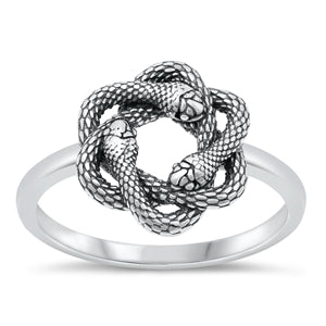 Sterling Silver Oxidized 13.7mm Snakes Ring