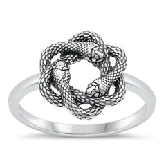 Sterling Silver Oxidized 13.7mm Snakes Ring