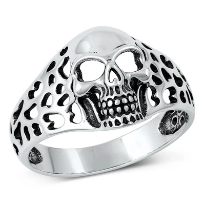 Sterling Silver Oxidized Skull Ring