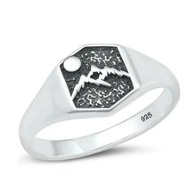 Load image into Gallery viewer, Sterling Silver Oxidized Mountains And Moon Ring