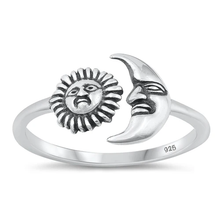 Load image into Gallery viewer, Sterling Silver Oxidized Moon And Sun Ring