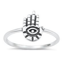 Load image into Gallery viewer, Sterling Silver Oxidized Hamsa Ring