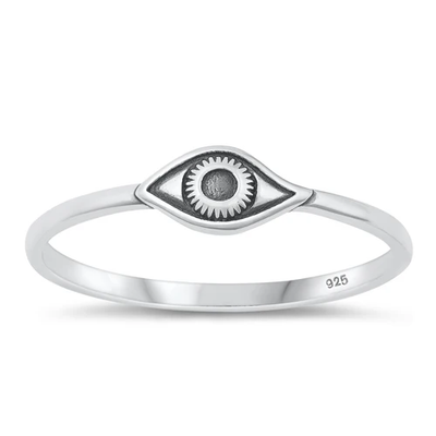 Sterling Silver Oxidized Evil Eye Ring