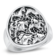 Load image into Gallery viewer, Sterling Silver Oxidized Horses Ring-23.6mm