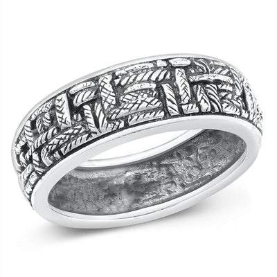 Sterling Silver Oxidized Basket Weave Ring