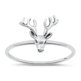 Sterling Silver Oxidized Deer Ring-11.1mm