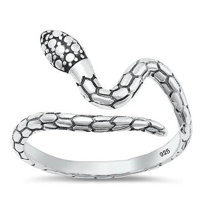 Sterling Silver Oxidized 13mm Snake Ring