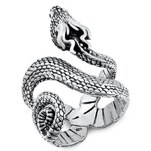 Load image into Gallery viewer, Sterling Silver Oxidized Dragon Snake Ring