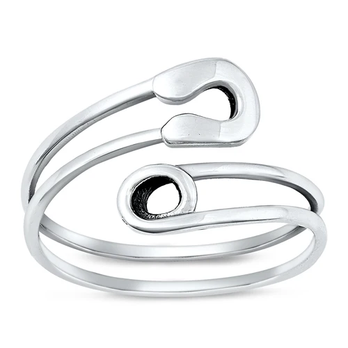 Sterling Silver Oxidized Safety Pin Ring