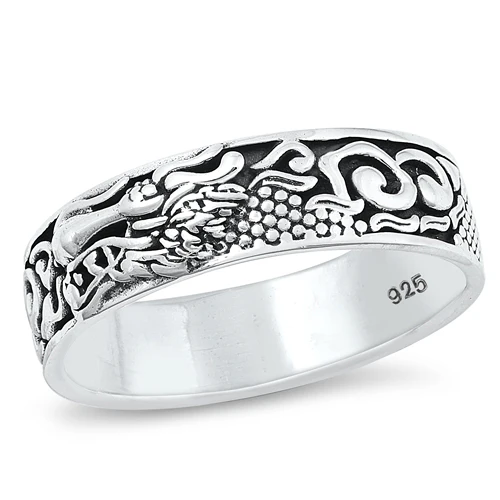 Sterling Silver Oxidized Dragon Ring