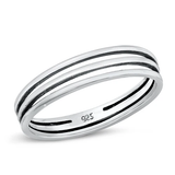 Sterling Silver Oxidized Lines Ring