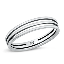 Load image into Gallery viewer, Sterling Silver Oxidized Three Lines Ring