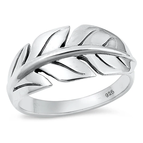 Sterling Silver Oxidized Feather Ring