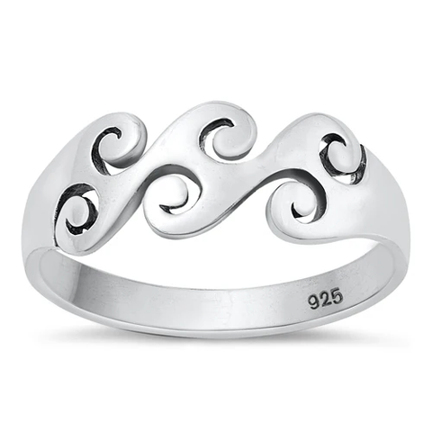 Sterling Silver Oxidized Waves Ring