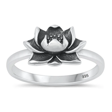 Load image into Gallery viewer, Sterling Silver Oxidized Lotus Ring