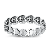 Sterling Silver Oxidized Heart And Cross Ring