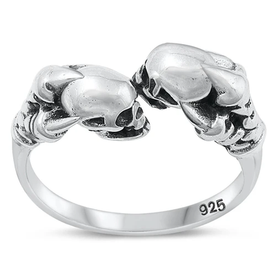 Sterling Silver Oxidized Skull And Claws Ring