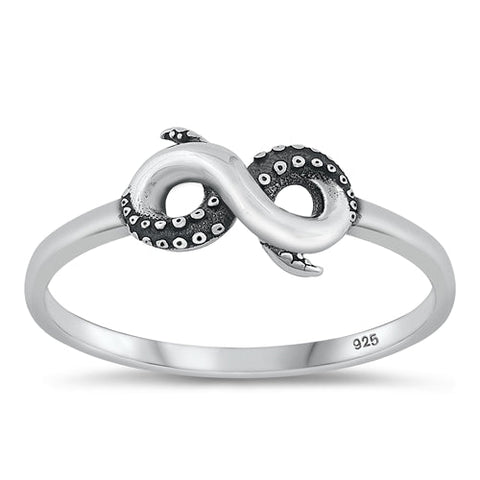 Sterling Silver Oxidized Tentacles and Infinity Ring