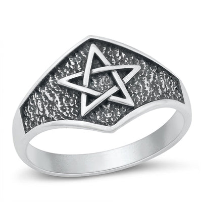 Sterling Silver Oxidized Pentagram Ring