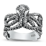 Sterling Silver Oxidized Octopus Ring