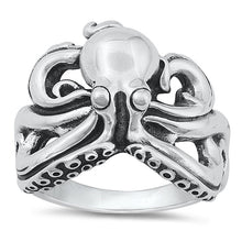 Load image into Gallery viewer, Sterling Silver Oxidized Octopus Ring-19.7mm