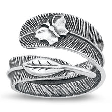 Load image into Gallery viewer, Sterling Silver Oxidized Feather, Butterfly, Leaf Ring