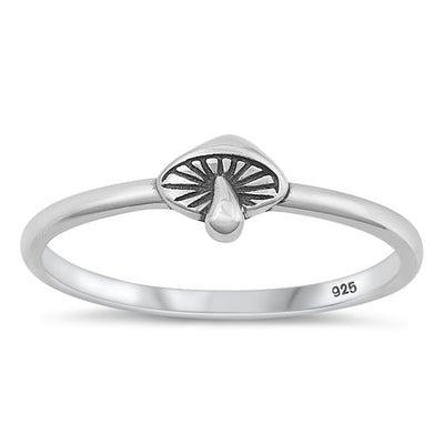 Sterling Silver Oxidized Mushroom Ring-5.4mm