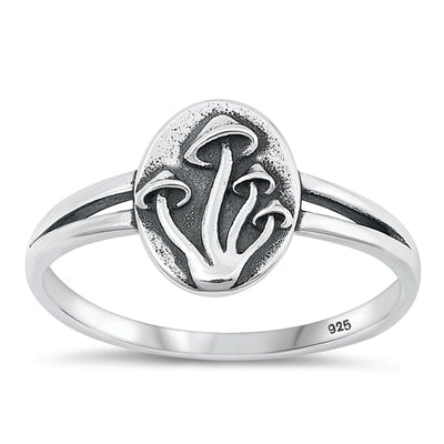 Sterling Silver Oxidized Mushroom Ring-11.2mm
