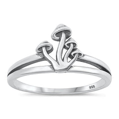 Sterling Silver Oxidized Mushrooms Ring-10.6mm