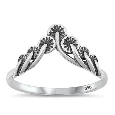 Sterling Silver Oxidized Mushrooms Ring-9.3mm