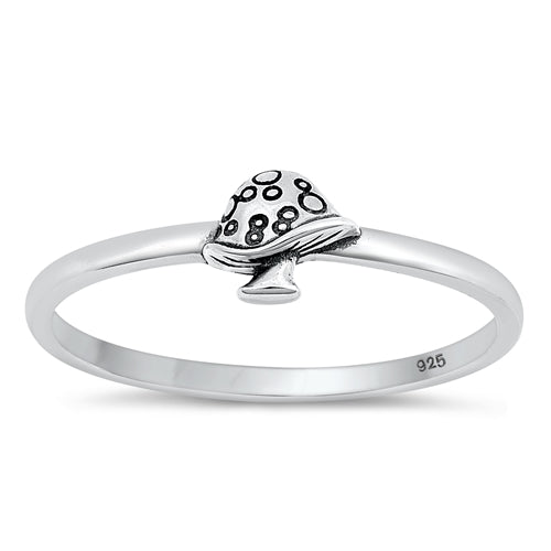Sterling Silver Oxidized Mushroom Ring-5.3mm