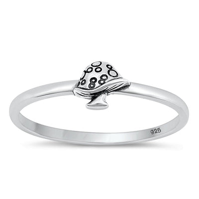 Sterling Silver Oxidized Mushroom Ring-5.3mm
