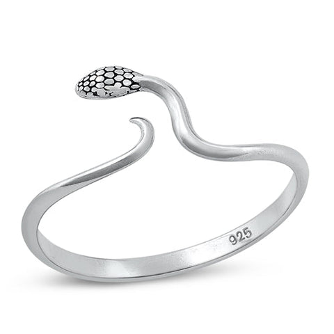 Sterling Silver Oxidized Snake Ring-9.3mm