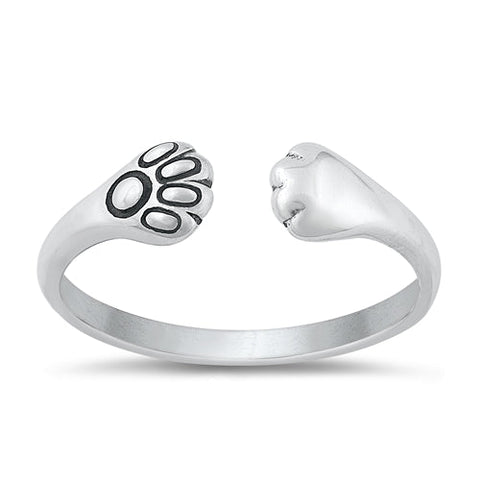 Sterling Silver Oxidized Paws Ring