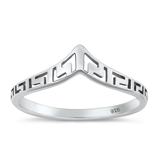 Sterling Silver Oxidized V Shape Ring