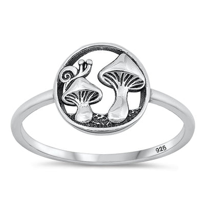 Sterling Silver Oxidized Mushroom Ring-11.3mm