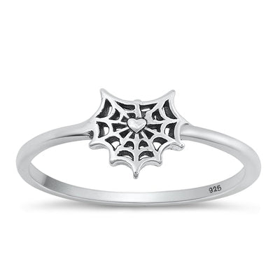 Sterling Silver Oxidized Spiderweb Ring-7.8mm