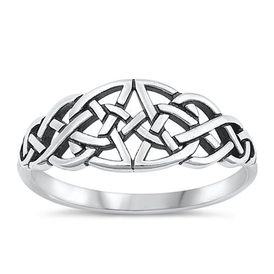 Sterling Silver Oxidized Celtic Ring-8.4mm