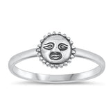 Sterling Silver Oxidized Sun Ring-7.7mm