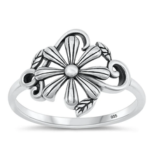 Load image into Gallery viewer, Sterling Silver Oxidized Flower Ring