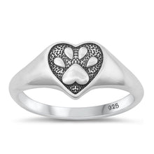 Load image into Gallery viewer, Sterling Silver Oxidized Heart and Paw Print Ring