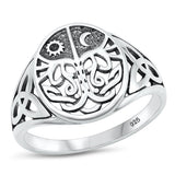 Sterling Silver Oxidized Celtic Sun and Moon Ring