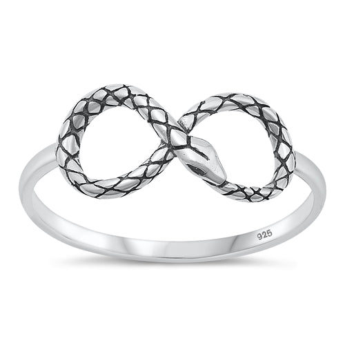 Sterling Silver Oxidized Infinity Snake Ring-8.2mm