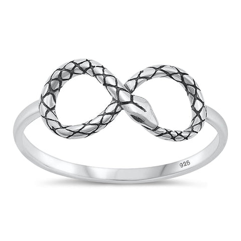 Sterling Silver Oxidized Infinity Snake Ring-8.2mm