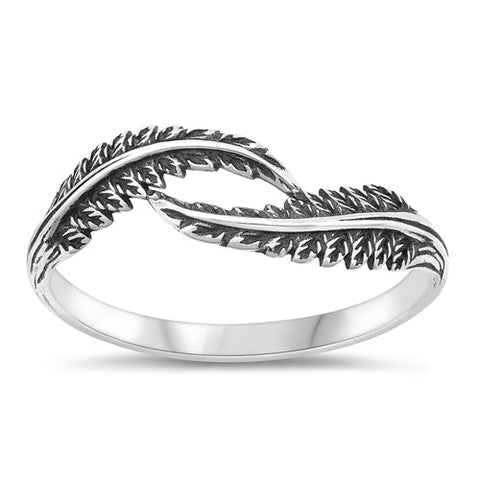 Sterling Silver Oxidized Leaves Ring