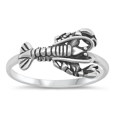 Sterling Silver Oxidized Lobster Ring